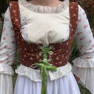 Handmade underbust corset belt, corset bodice with velvety ribbon ⚔️